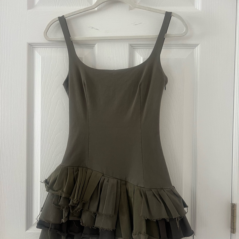 Zara olive green sleeveless dress